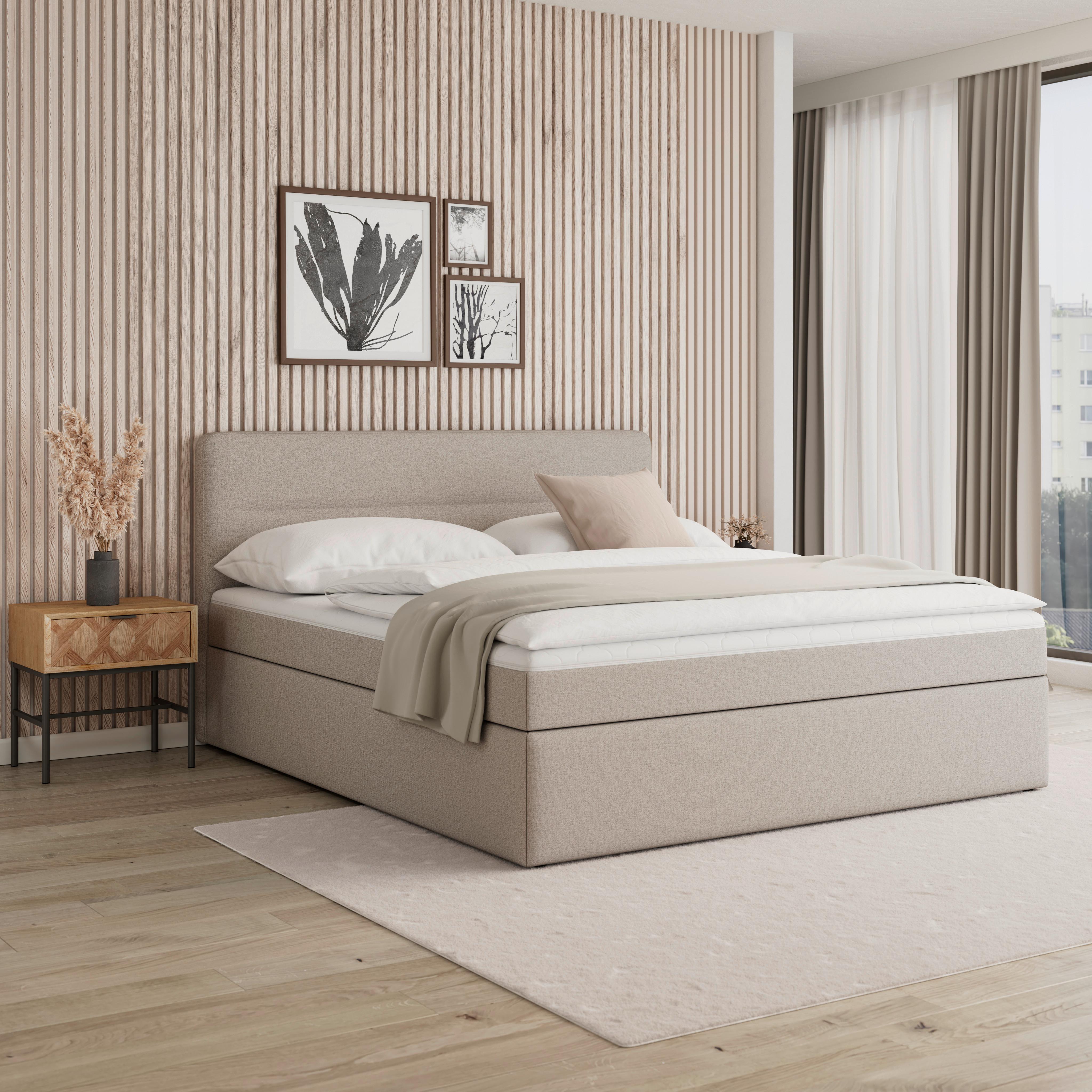 BOXSÄNG MARCO - svart/taupe, Modern, trä/textil (180/200cm) - Bessagi Home