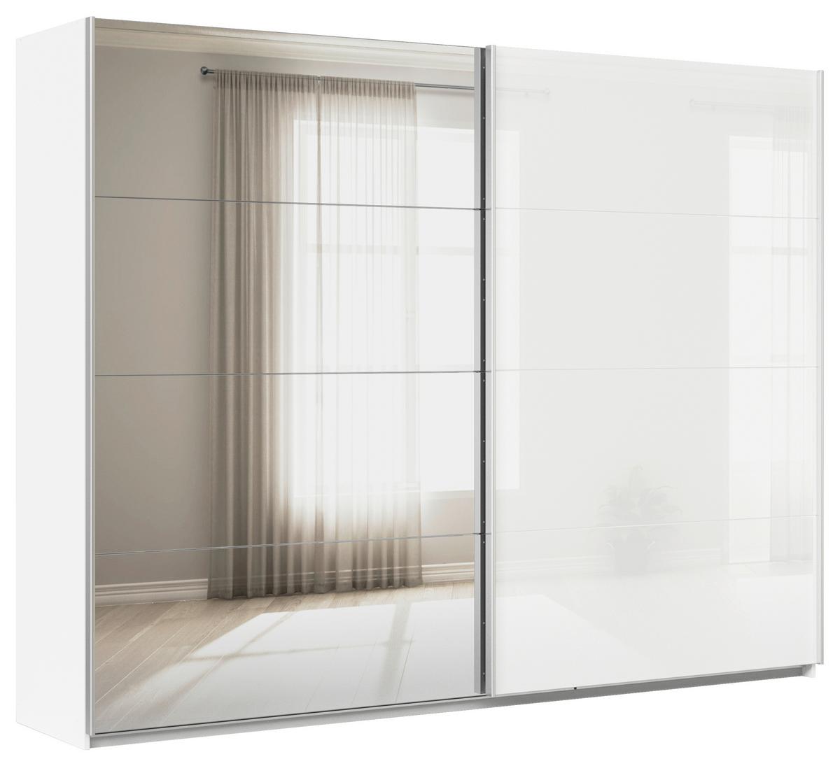 DULAP USI CULISANTE FELDKIRCH - argintiu/alb, Modern, sticlă/material pe bază de lemn (271/210/62cm)