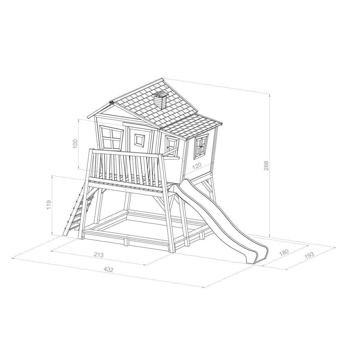 Spielhaus Axi Max aus Zedernholz massiv - Weiß/Braun, Basics, Holz/Kunststoff (432/288/193cm) - Ambia Garden