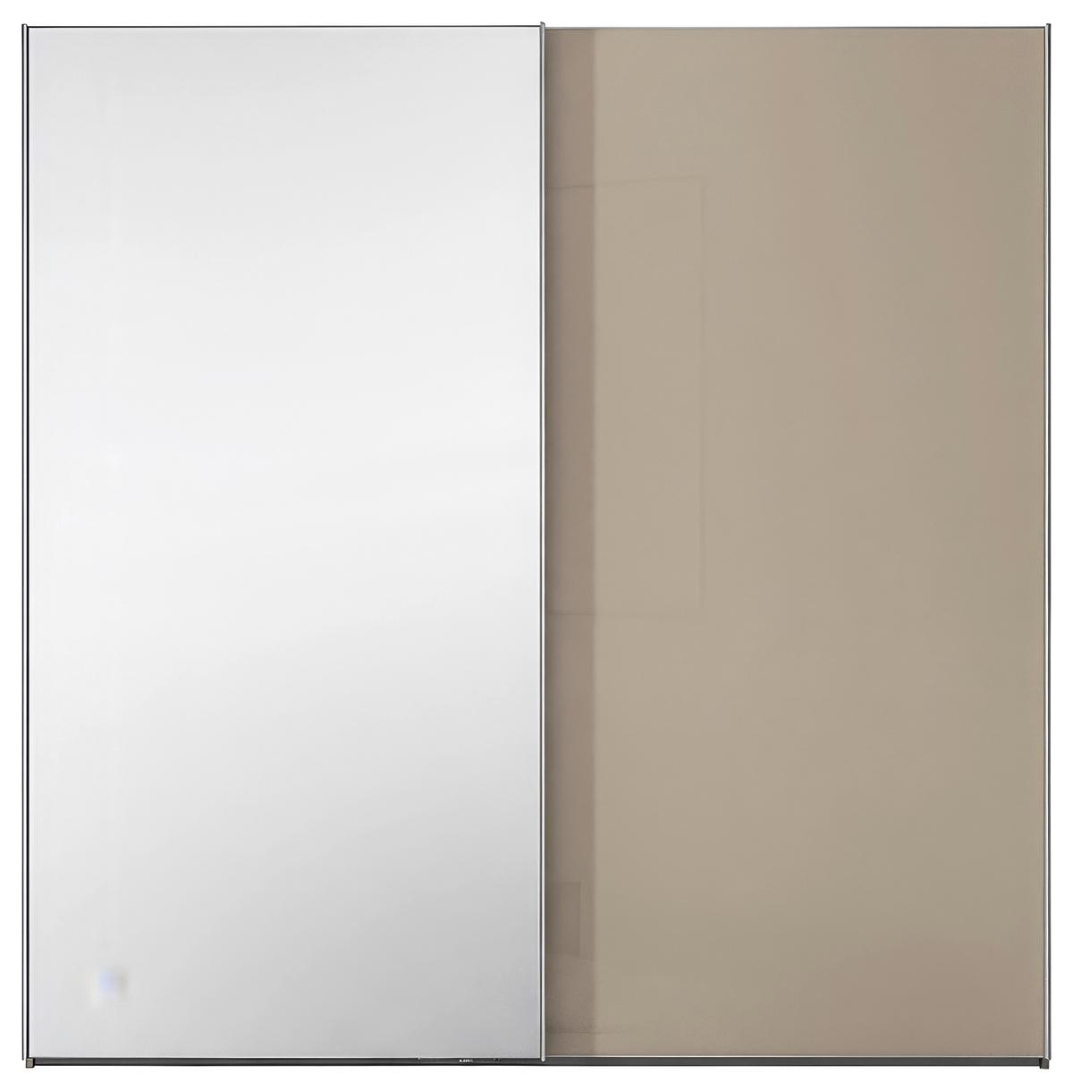 Schwebetürenschrank Lumos Sandfarben - couleur d'aluminium/couleur sable, Konventionell, métal/verre (200/222/68cm) - Based