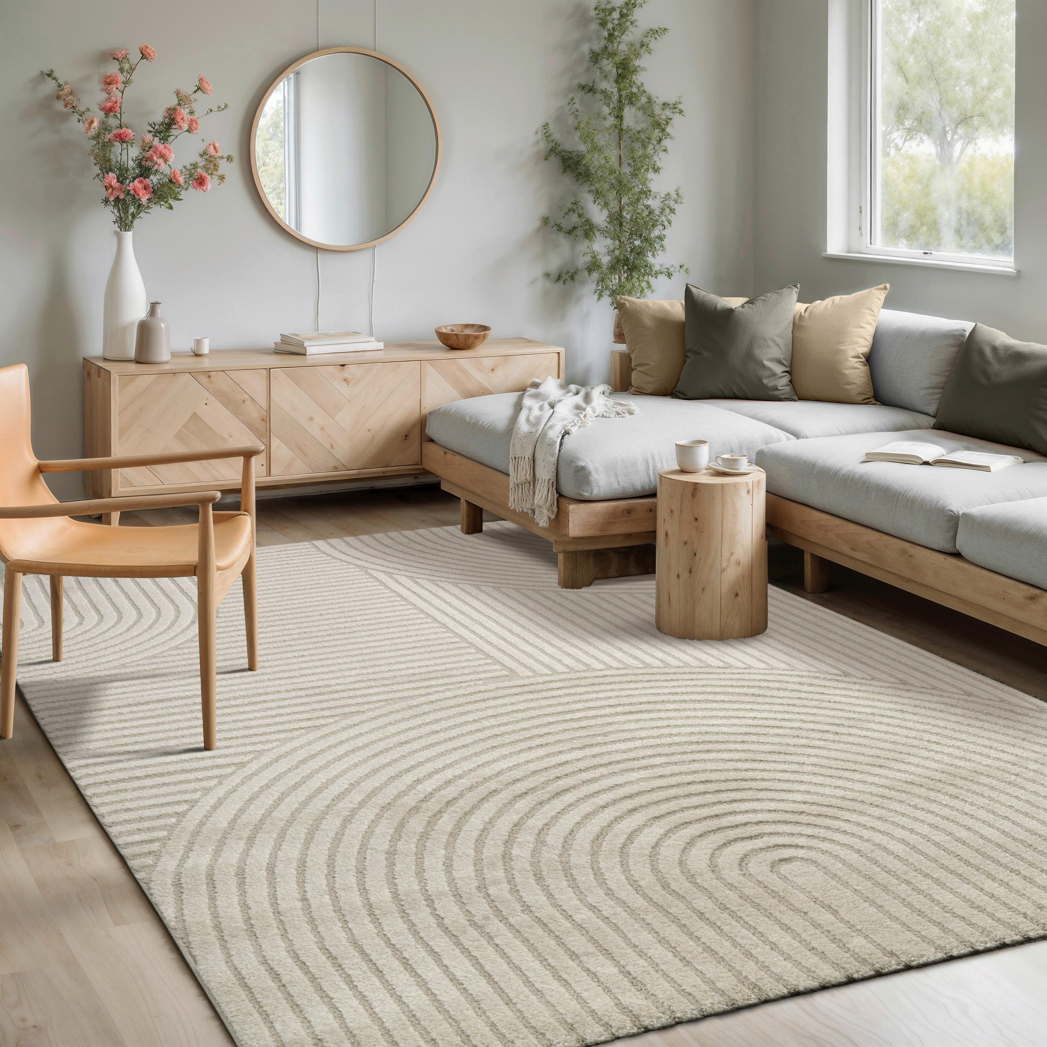 Webteppich Elio Creme ca. 160x230cm - Beige/Creme, KONVENTIONELL, Textil (160/230cm)
