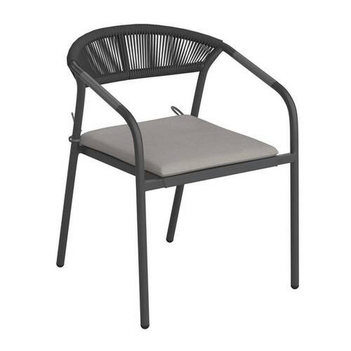 Gartensessel-Set Benicio Grau Polywood/Textilene 2er-Set - Dunkelgrau/Schwarz, MODERN, Kunststoff/Textil (56/80/64cm) - Bessagi Garden