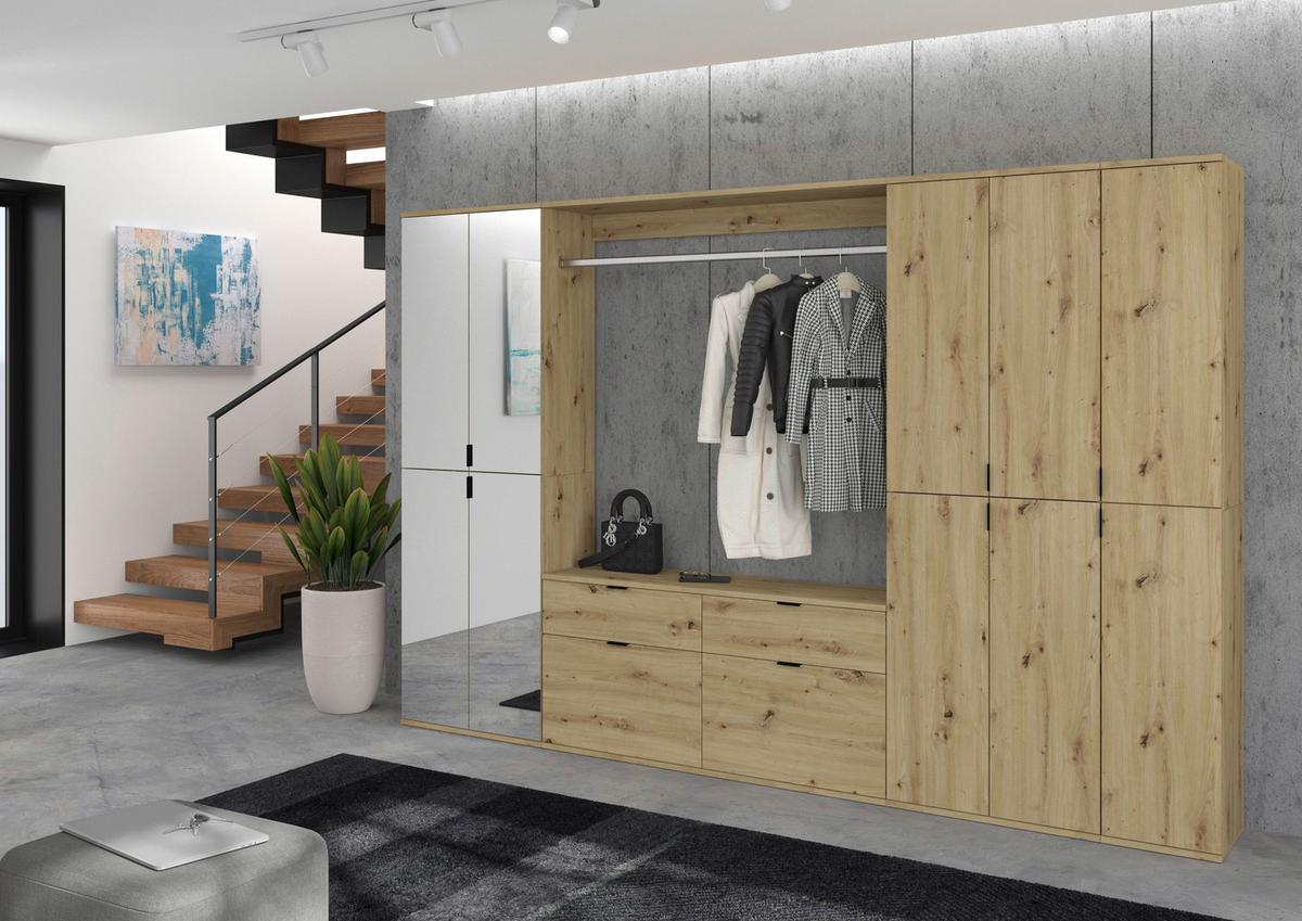 Garderobe Projekt X 32-teilig ca.121x61x34cm Eichefarben - KONVENTIONELL, Holzwerkstoff (121/61/34cm) - MID.YOU