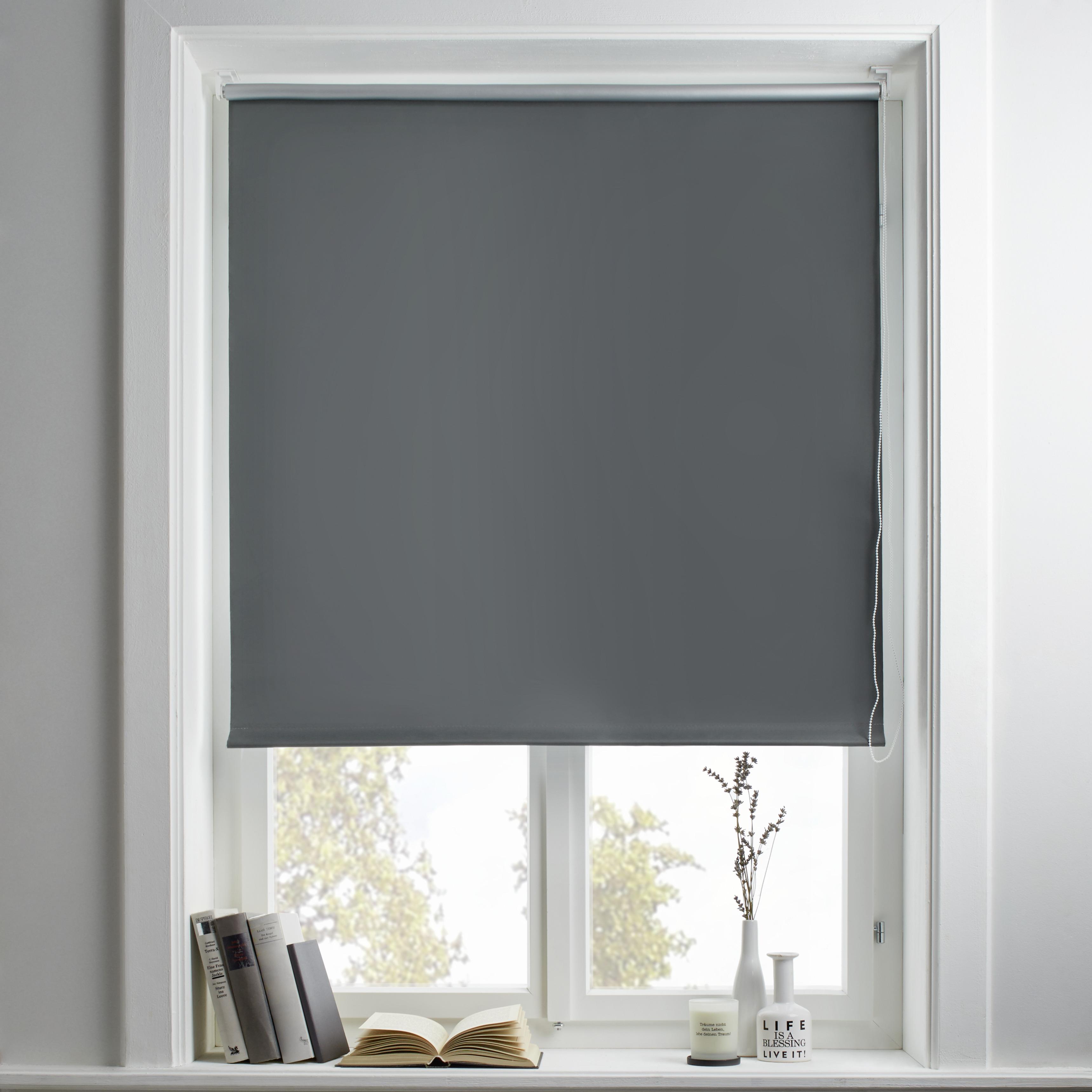 Klemmrollo Thermo ca. 100x150cm - Schieferfarben, Textil (100/150cm) - Premium Living