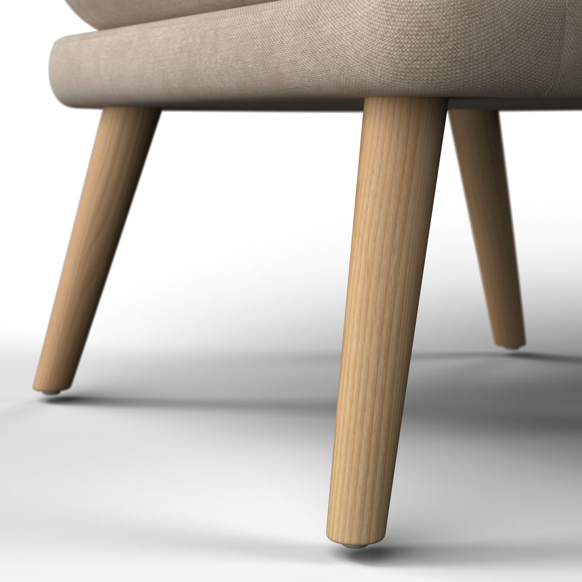 Ohrensessel Stanka Beige Webstoff - Sandfarben/Naturfarben, MODERN, Holz/Textil (67/91/72cm) - Bessagi Home
