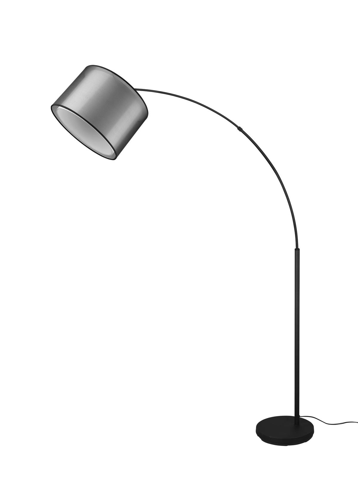 Bogenleuchte Burton Grau/Schwarz max. 10 Watt - Schwarz/Grau, Basics, Textil/Metall (35/171cm) - Trio Leuchten
