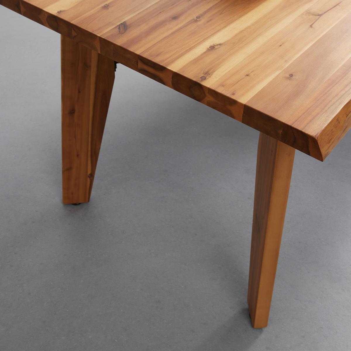 Esstisch Jasper in Holz Akazie massiv hell ca. 160x90 cm - Grau/Akaziefarben, MODERN, Holz/Metall (160/90/75cm) - Bessagi Home