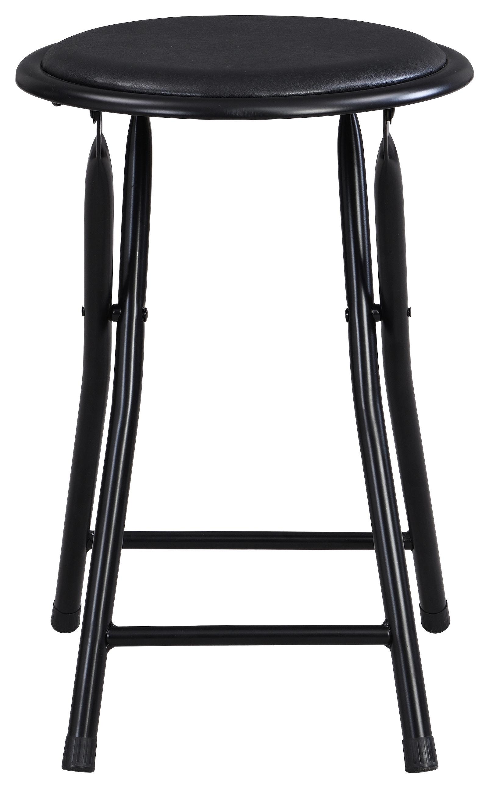 Taburet pliabil RAKI II - negru, Konventionell, metal/textil (30/45cm) - Modern Living