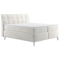 Boxspringbett Emily Creme ca. 160x200cm - Creme/Alufarben, KONVENTIONELL, Holzwerkstoff/Textil (160/200cm) - Premium Living