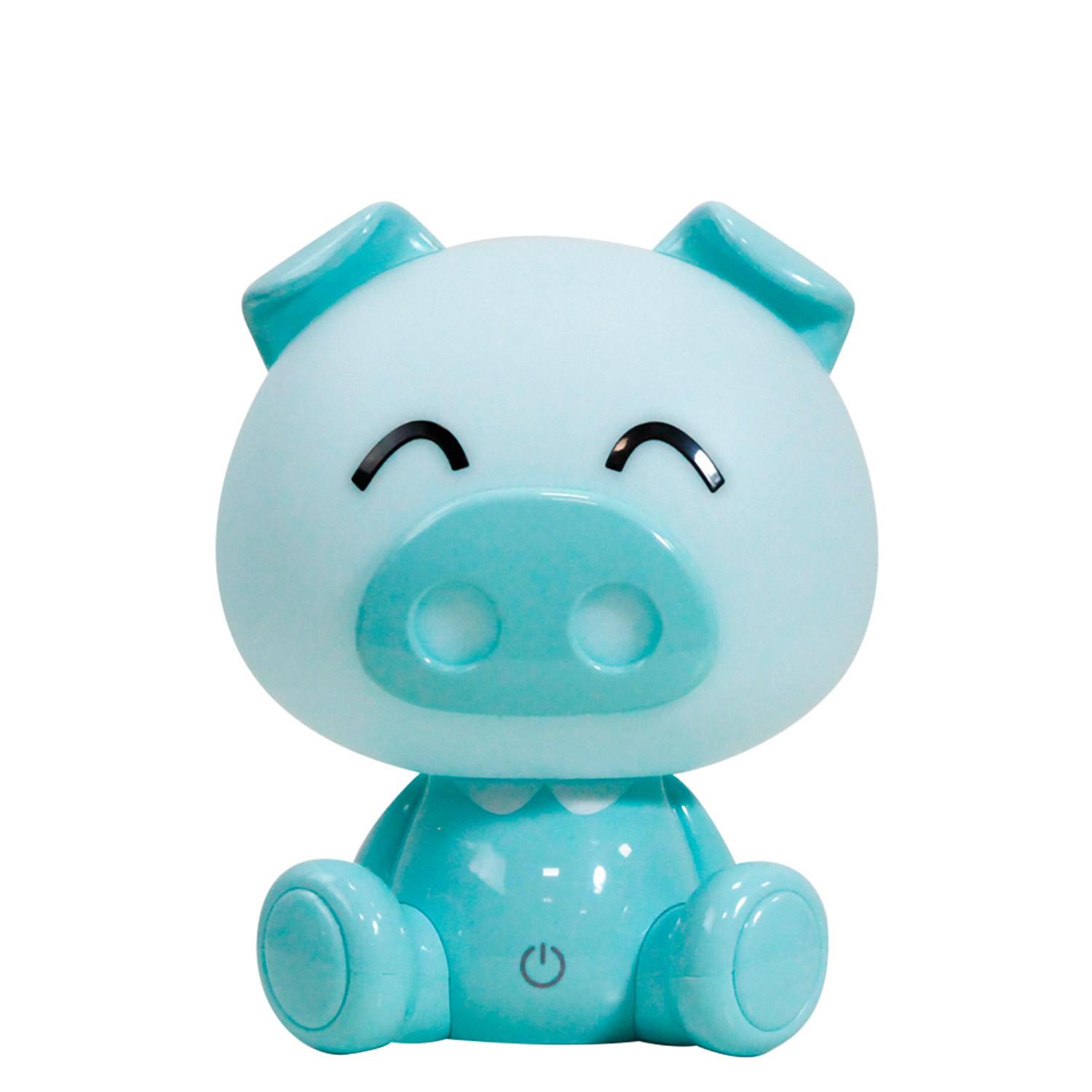 Kindertischleuchte Piggy Hellblau max. 3 Watt - Hellblau, Basics, Kunststoff (15/15/19cm)