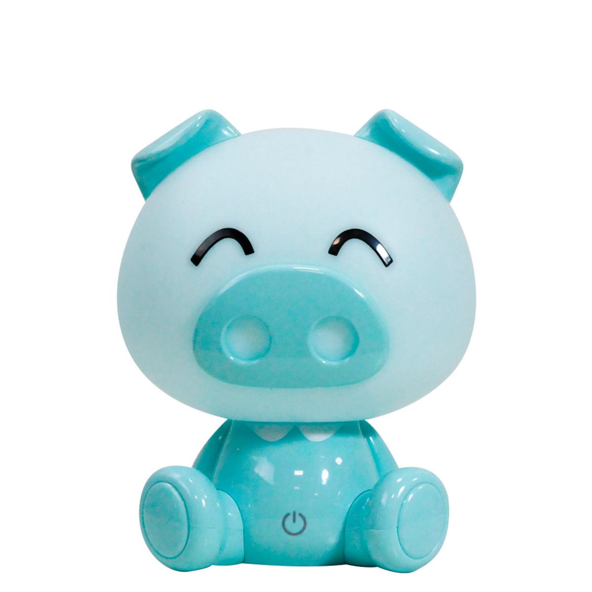 Kindertischleuchte Piggy Hellblau max. 3 Watt - Hellblau, Basics, Kunststoff (15/15/19cm)