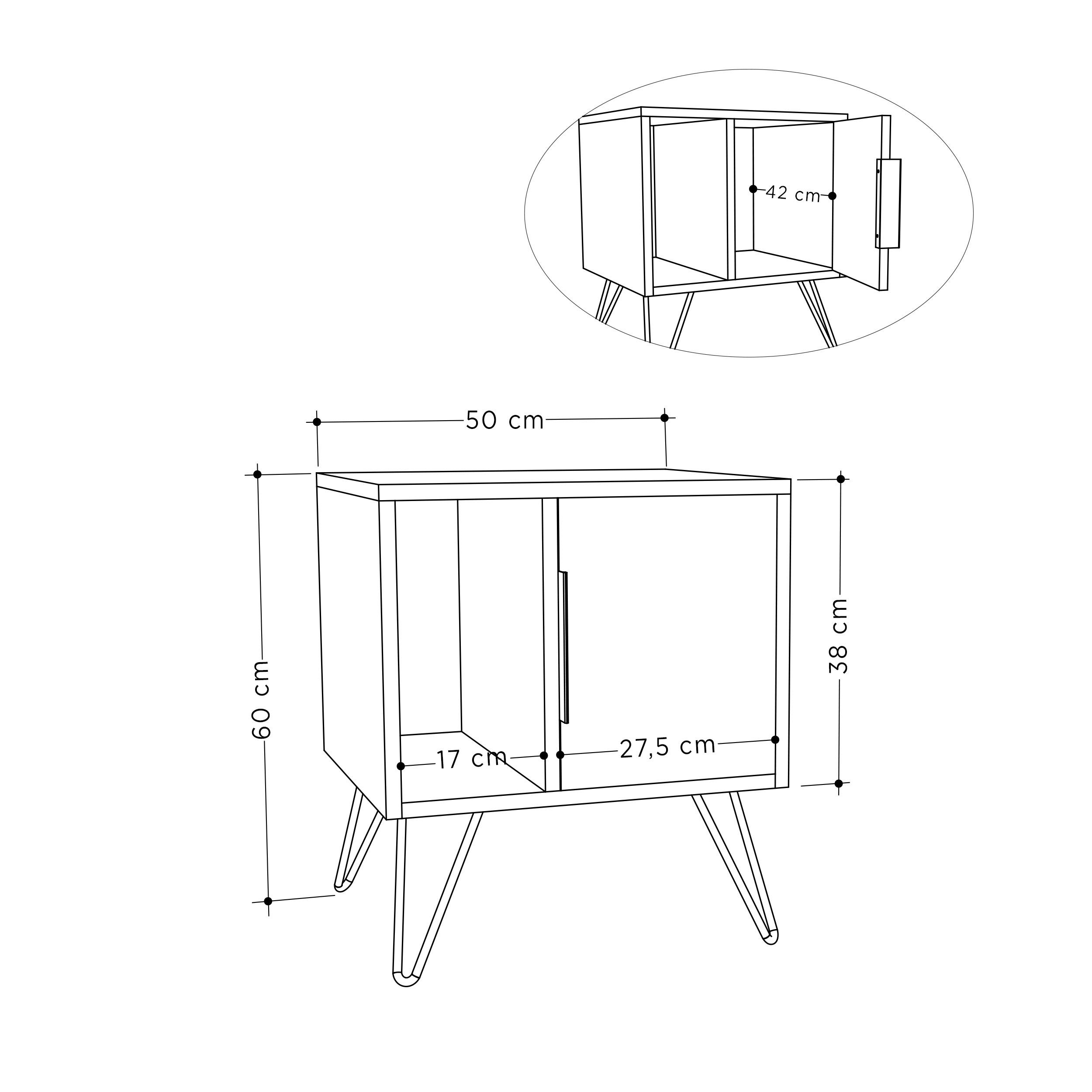 Nachtkästchen Glynn ca. 45x50x35 cm Weiß - Weiß, Design, Holzwerkstoff/Metall (45/50/35cm) - Livetastic