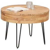 Couchtisch Stan aus Akazie massiv mit Stauraum - Schwarz/Akaziefarben, LIFESTYLE, Holz/Metall (70/70/50cm) - Zandiara