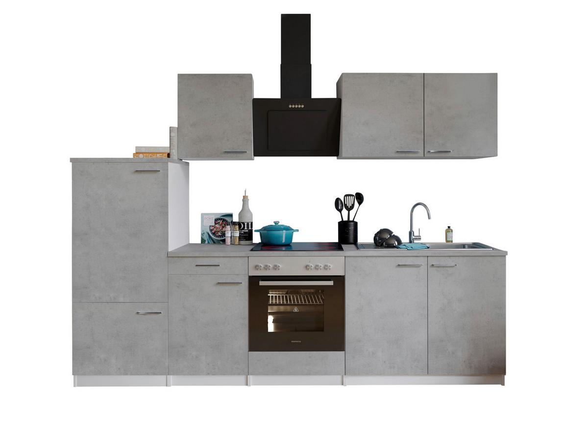 Küchenblock Malia m. Geräten Grau - Edelstahlfarben/Weiß, Basics, Holzwerkstoff/Metall (270cm) - Respekta