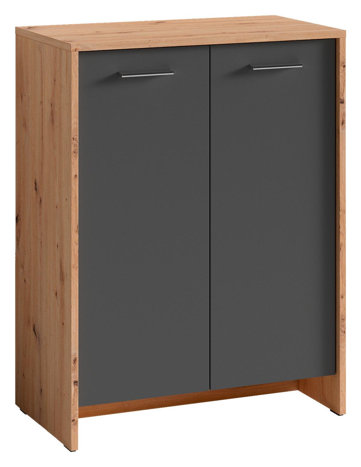 Schuhschrank Ben B: 63cm Anthrazit - Anthrazit/Eiche Artisan, MODERN, Holzwerkstoff/Kunststoff (63/83/35cm) - MID.YOU