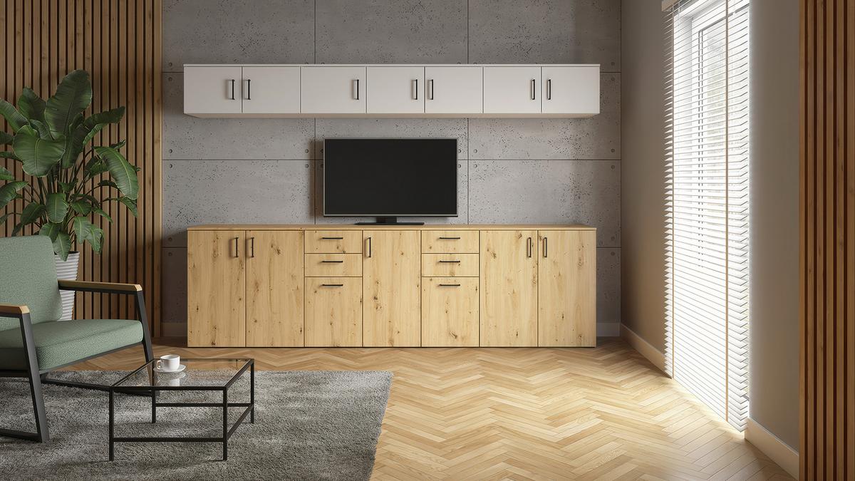 Kommode Multistauraum Eiche Artisan - Anthrazit/Schwarz, MODERN, Holzwerkstoff/Kunststoff (80/83/40cm) - Based