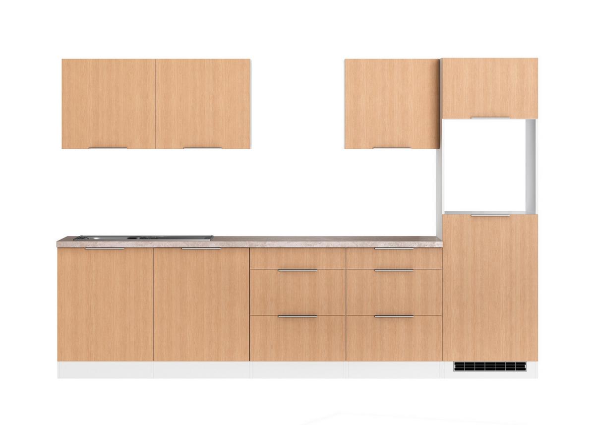 Küchenleerblock Glasgow o. Geräte Eichefarben/Weiß - Eichefarben/Creme, LIFESTYLE, Holzwerkstoff/Metall (300cm) - Held