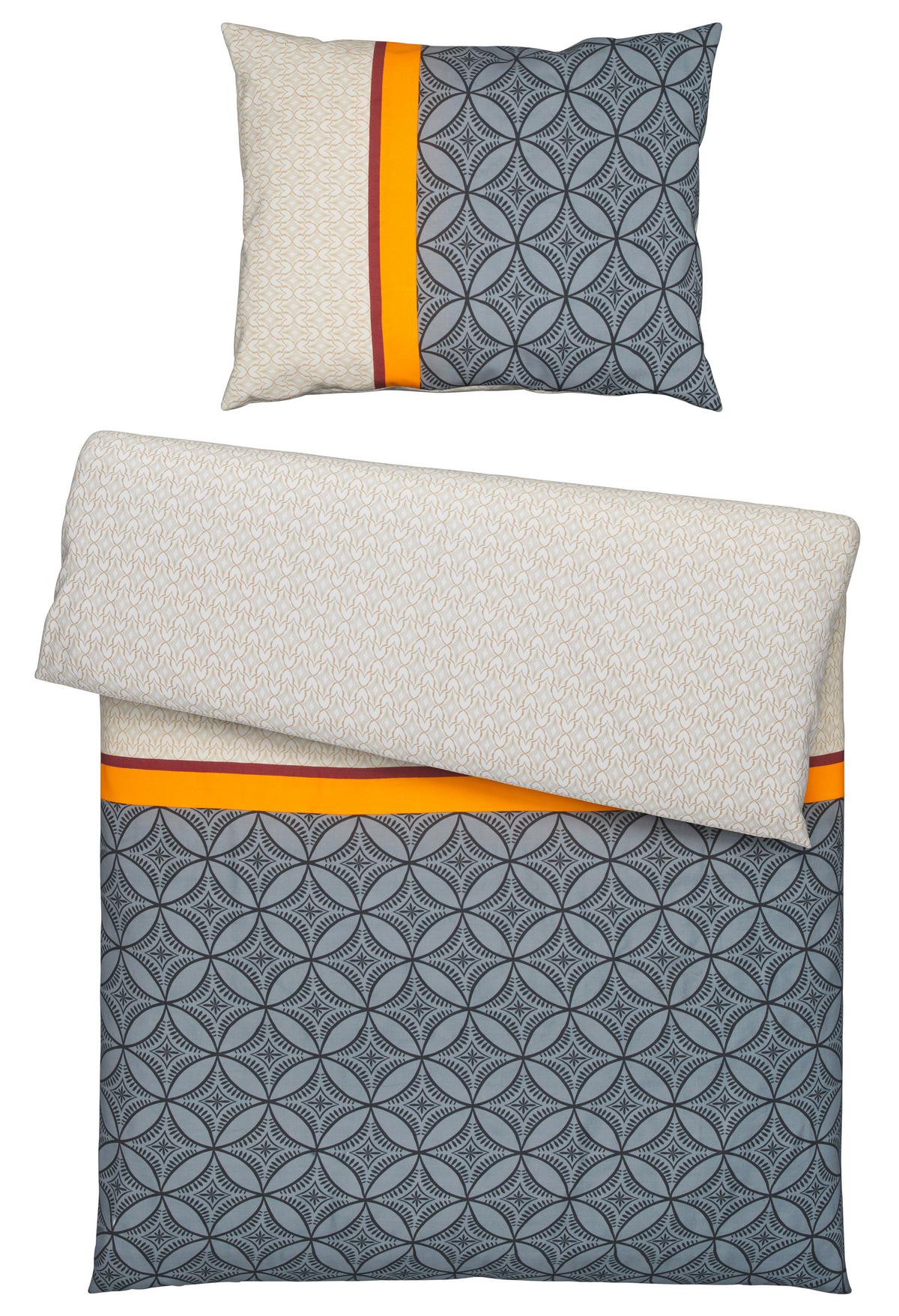 BETTWÄSCHESET NOAH - Anthrazit/Beige, Romantik / Landhaus, Textil (160/210cm) - Modern Living