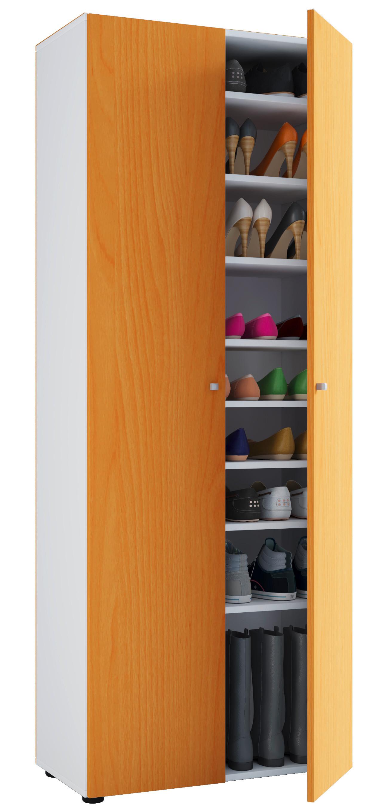 SCHUHSCHRANK VANDOL I 9 DT - Weiss/Buchefarben, Design, Holzwerkstoff/Kunststoff (71/180/39cm) - MID.YOU