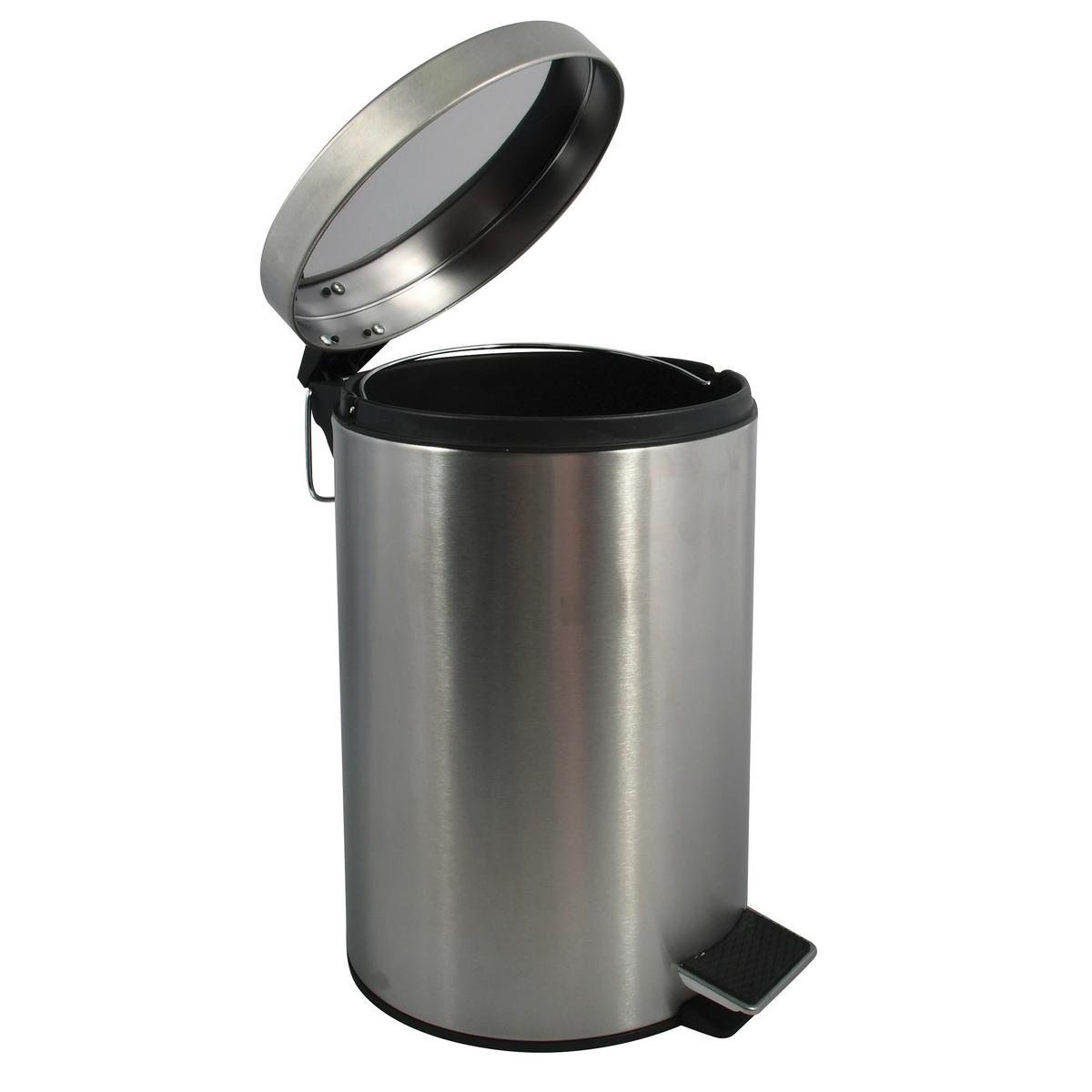 Treteimer 100156 - Edelstahlfarben/Schwarz, Basics, Kunststoff/Metall (25/39/25cm) - Spirella