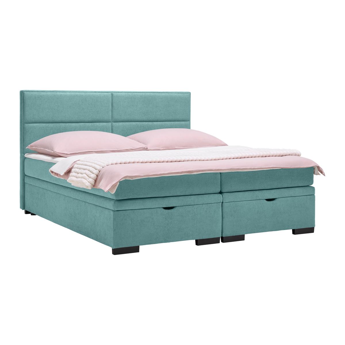Boxspring Krevet Ethan - boje petroleja/crna, Moderno, tekstil/plastika (160/200cm) - Premium Living