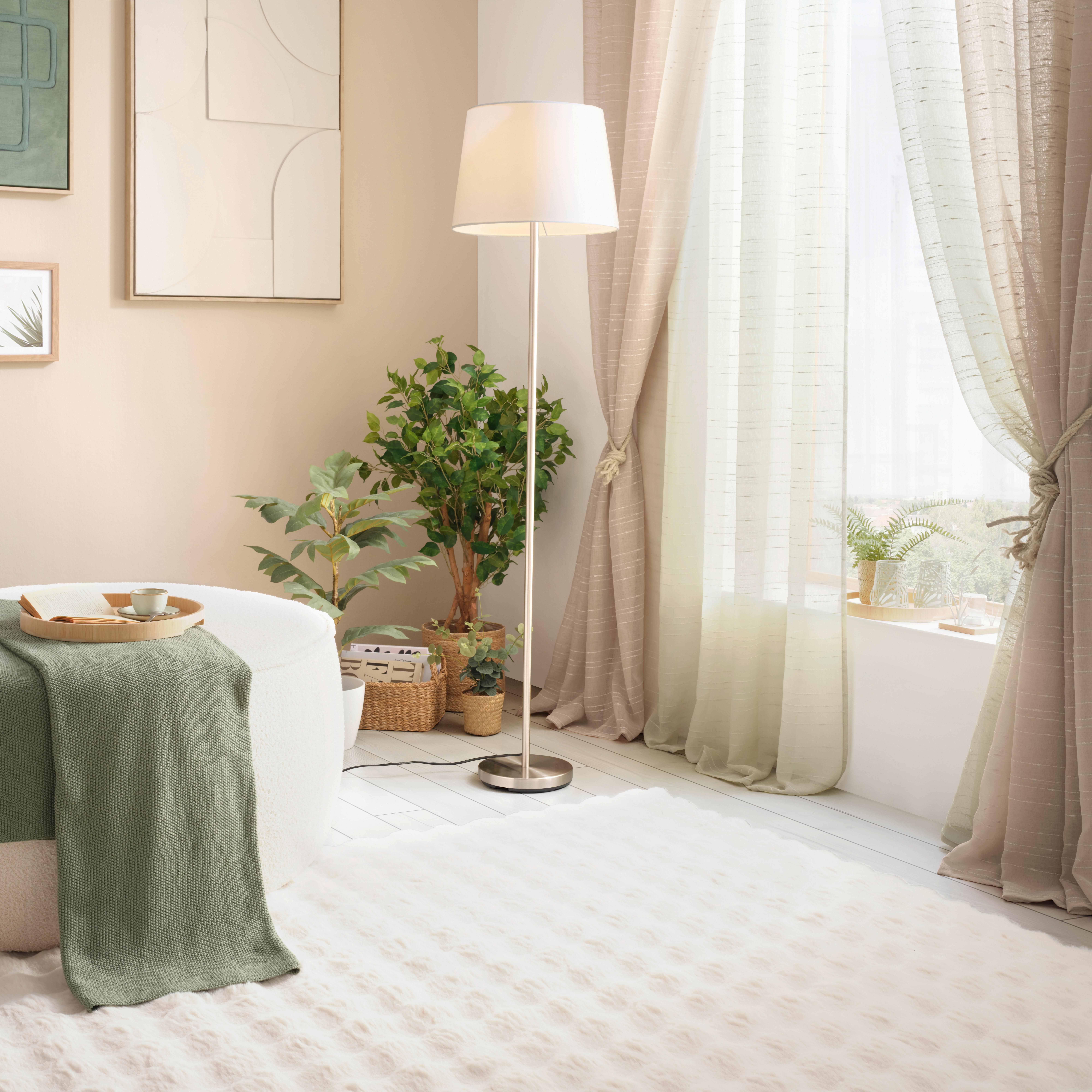 STEHLEUCHTE SCHICK - Weiß/Nickelfarben, KONVENTIONELL, Textil/Metall (35/151cm) - Mömax