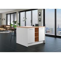 Kücheninsel IP1200 o. Geräte Weiß - Edelstahlfarben/Eichefarben, Basics, Holzwerkstoff/Metall (123,4/91,8/96,6cm) - Impuls