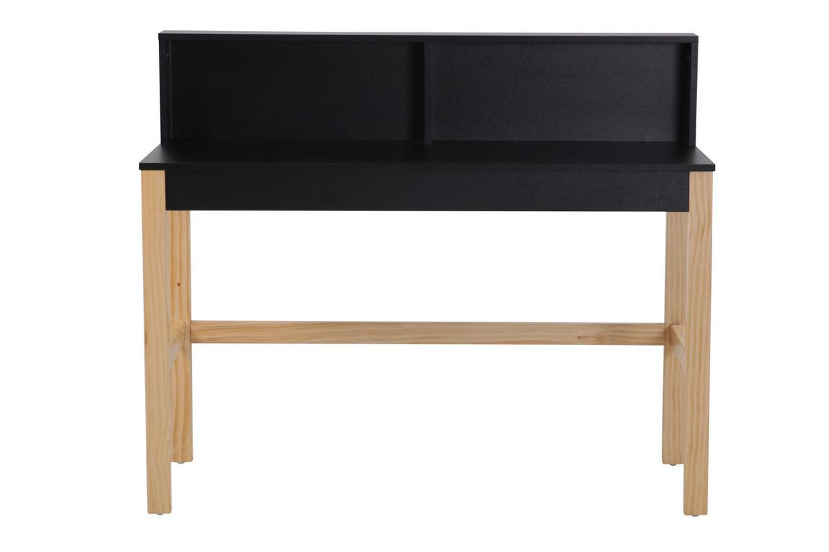 Schreibtisch inkl. Aufsatz Naturfarben/Schwarz - Schwarz/Naturfarben, Design, Holz/Holzwerkstoff (120/45/101cm) - Livetastic