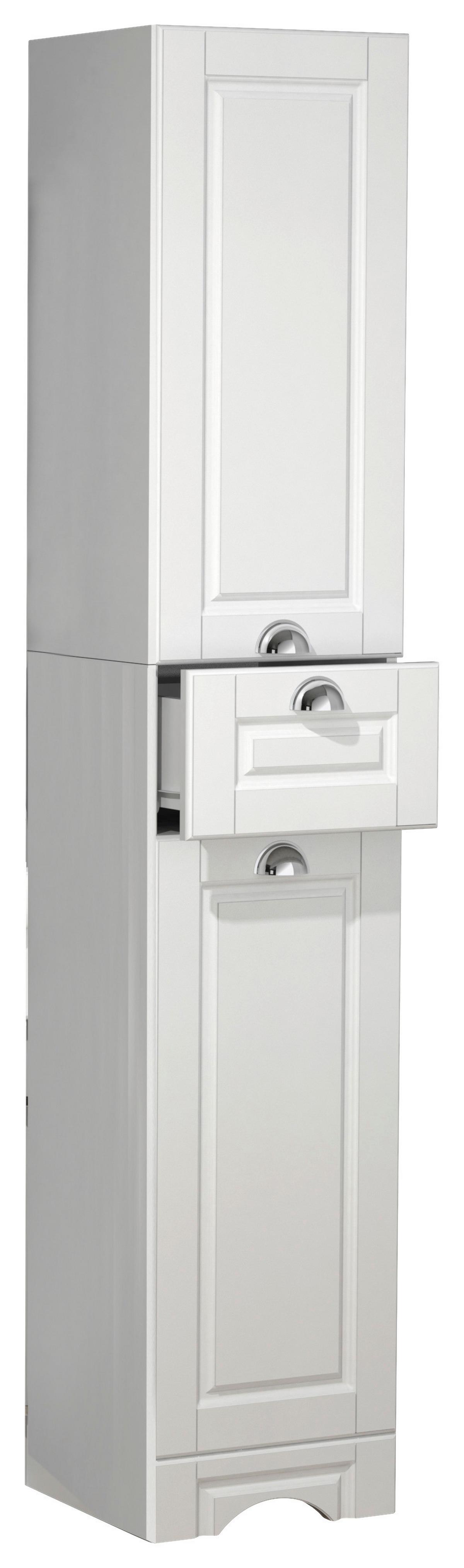 HOCHSCHRANK CASALO - Weiss/Silberfarben, Modern, Holzwerkstoff/Metall (35/180/31,6cm) - MID.YOU