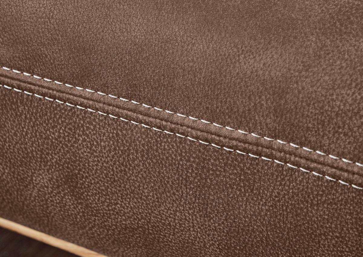 Wohnlandschaft Erling Braun - Beige/Schwarz, MODERN, Leder/Metall (187/89/322cm) - Premium Living