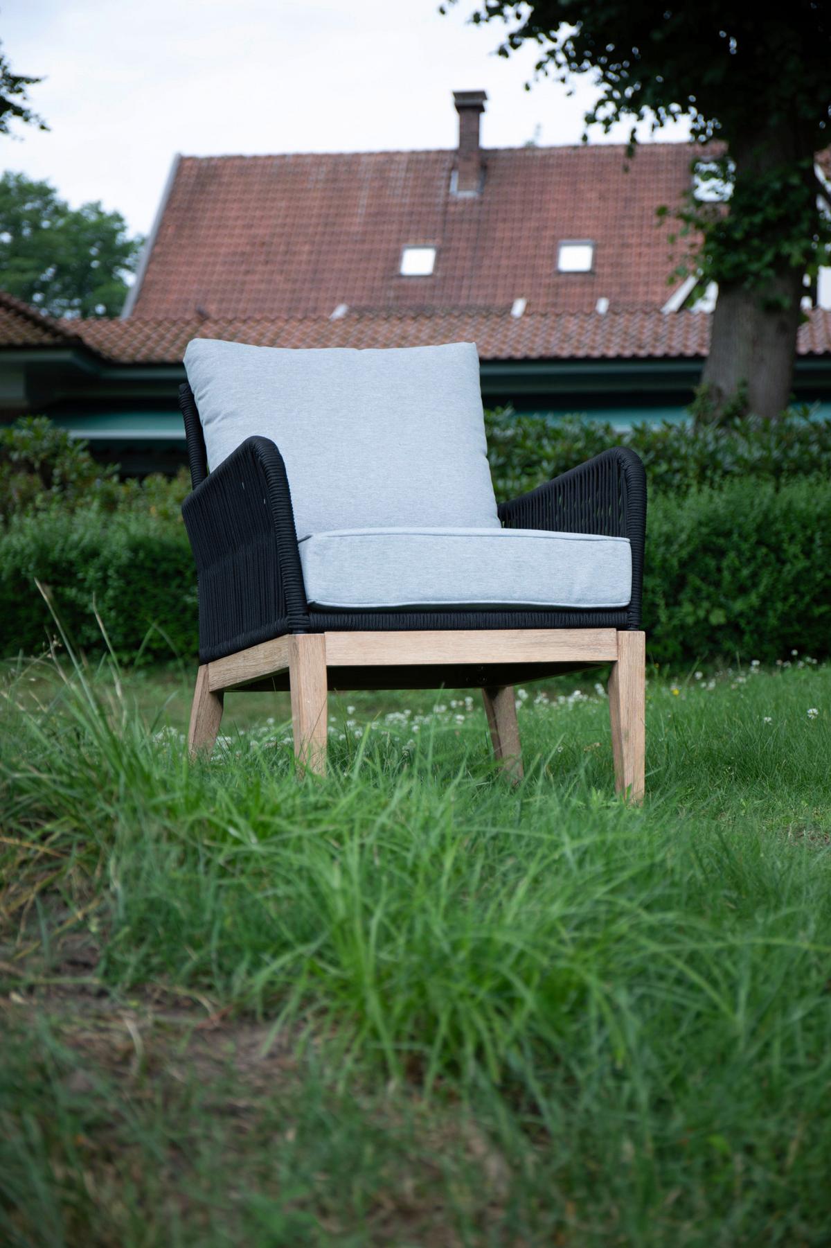Loungegarnitur 4-tlg Mykonos aus Holz mit Kissen - Anthrazit/Hellgrau, Basics, Holz/Textil (135/90/73cm) - Acamp