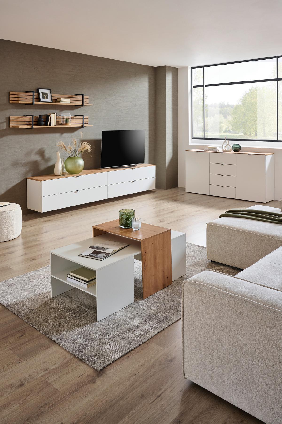 SZAFKA RTV DIANA   -HOM IN- - czarny/biały, Modern, materiał drewnopochodny/metal (140/62/44cm) - Hom`in