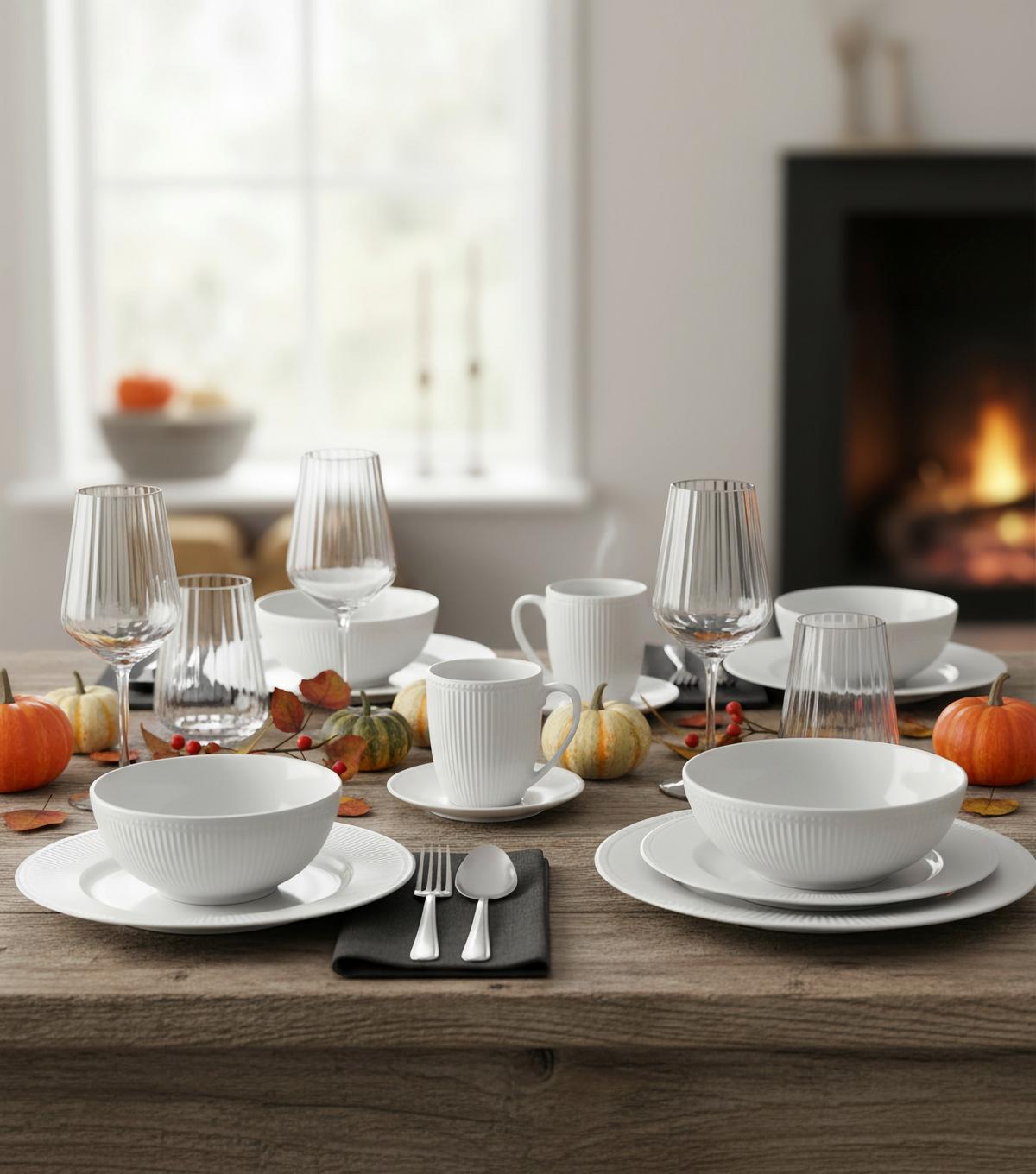 SERWIS OBIADOWO-ŚNIADANIOWY NELE - biały, Konventionell, ceramika - Landscape