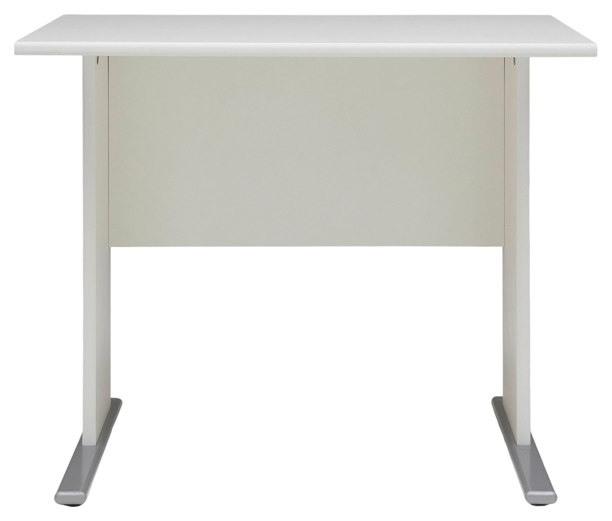 Schreibtisch "Serie 200", weiß - Silberfarben/Weiß, Basics, Holzwerkstoff/Metall (90/65/74,2cm) - MID.YOU
