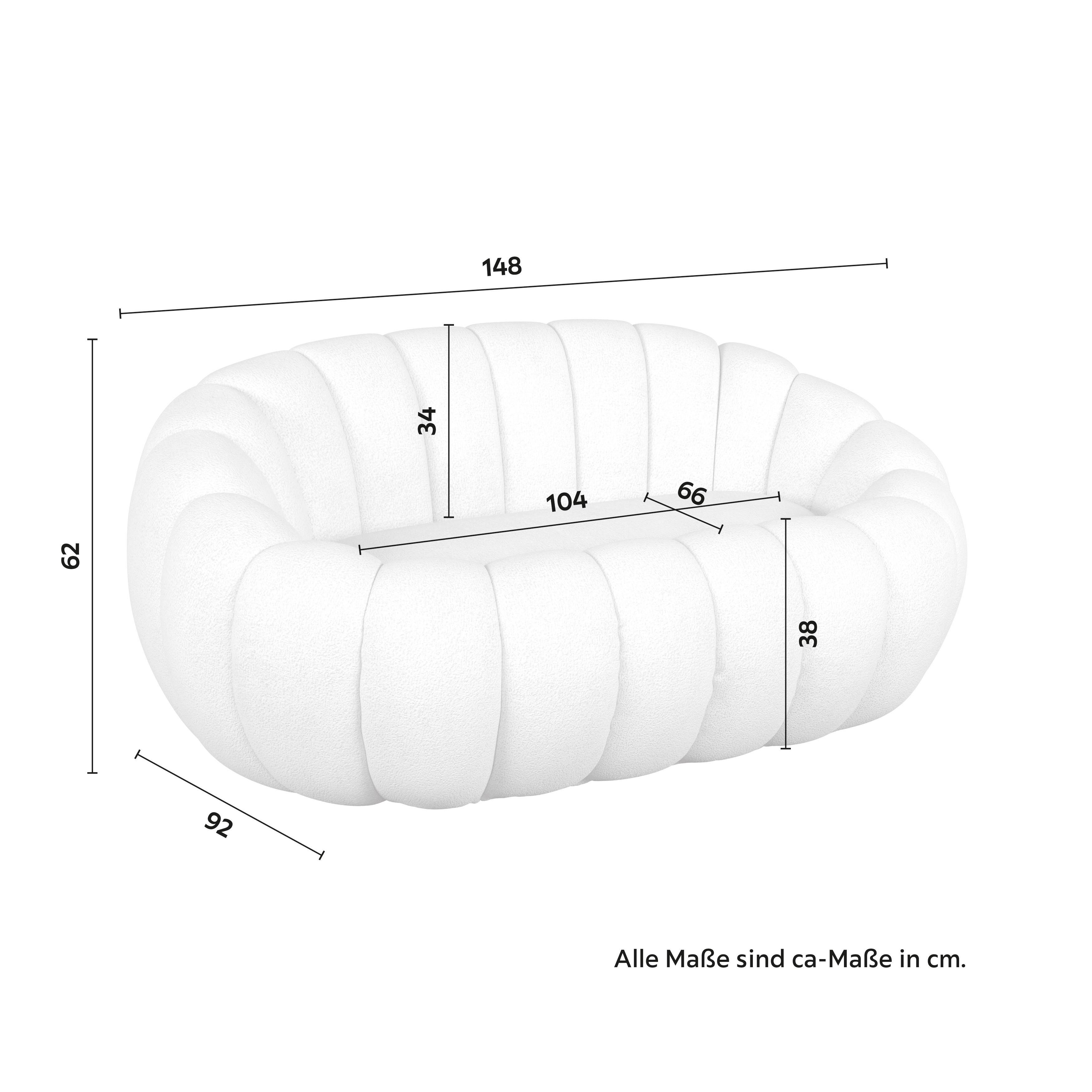 SOFFA LENA - vit, Modern, trä/textil (148/62/92cm) - Bessagi Home