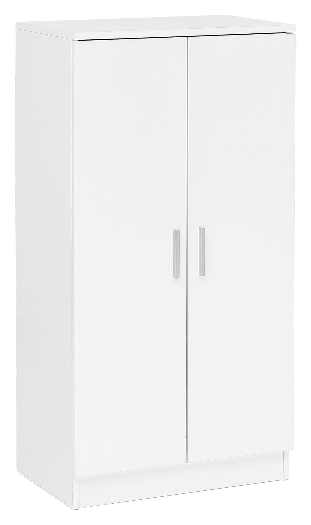 Schuhschrank WL5.269 ca.55x108x35cm Weiß - Silberfarben/Weiß, KONVENTIONELL, Holzwerkstoff/Metall (55/108/35cm) - MID.YOU