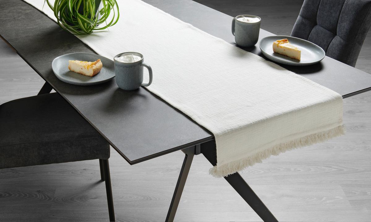Tischläufer Pablo in Weiss ca. 45x170cm - Weiss, Modern, Textil (45/170cm) - Premium Living