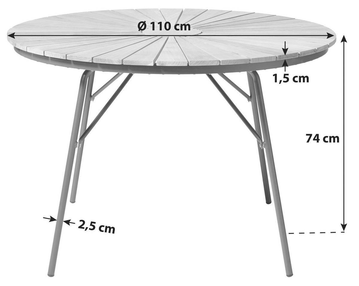 Gartentisch Ellen Anthrazit/Teak - Anthrazit/Teakfarben, KONVENTIONELL, Holz/Metall (110/110/74cm) - Gardenson