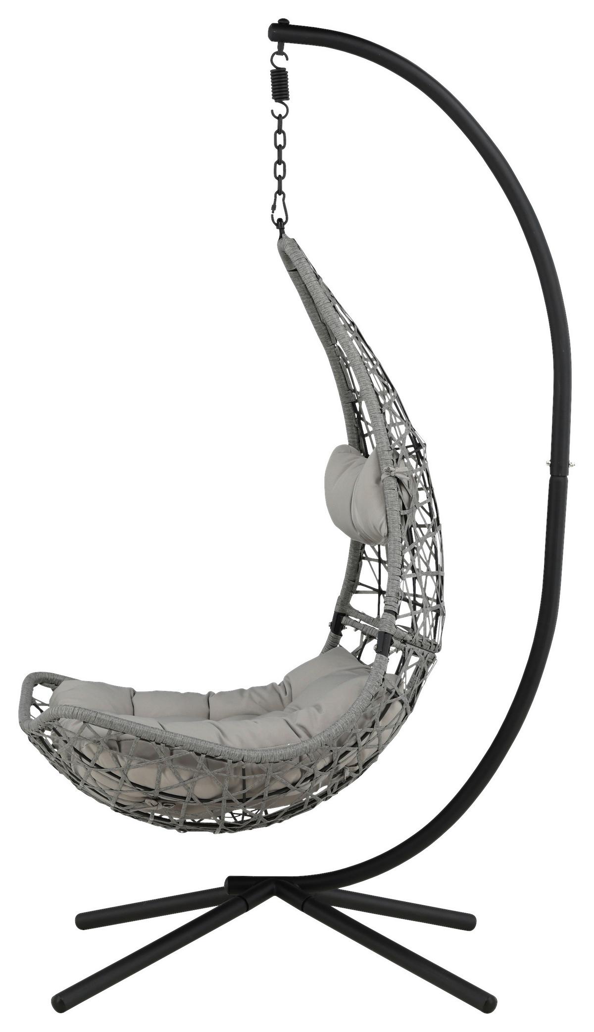 Hängesessel Edinburgh ca. 132x205x130cm Grau/Schwarz - Schwarz/Grau, KONVENTIONELL, Kunststoff (132/205/130cm) - Gardenson