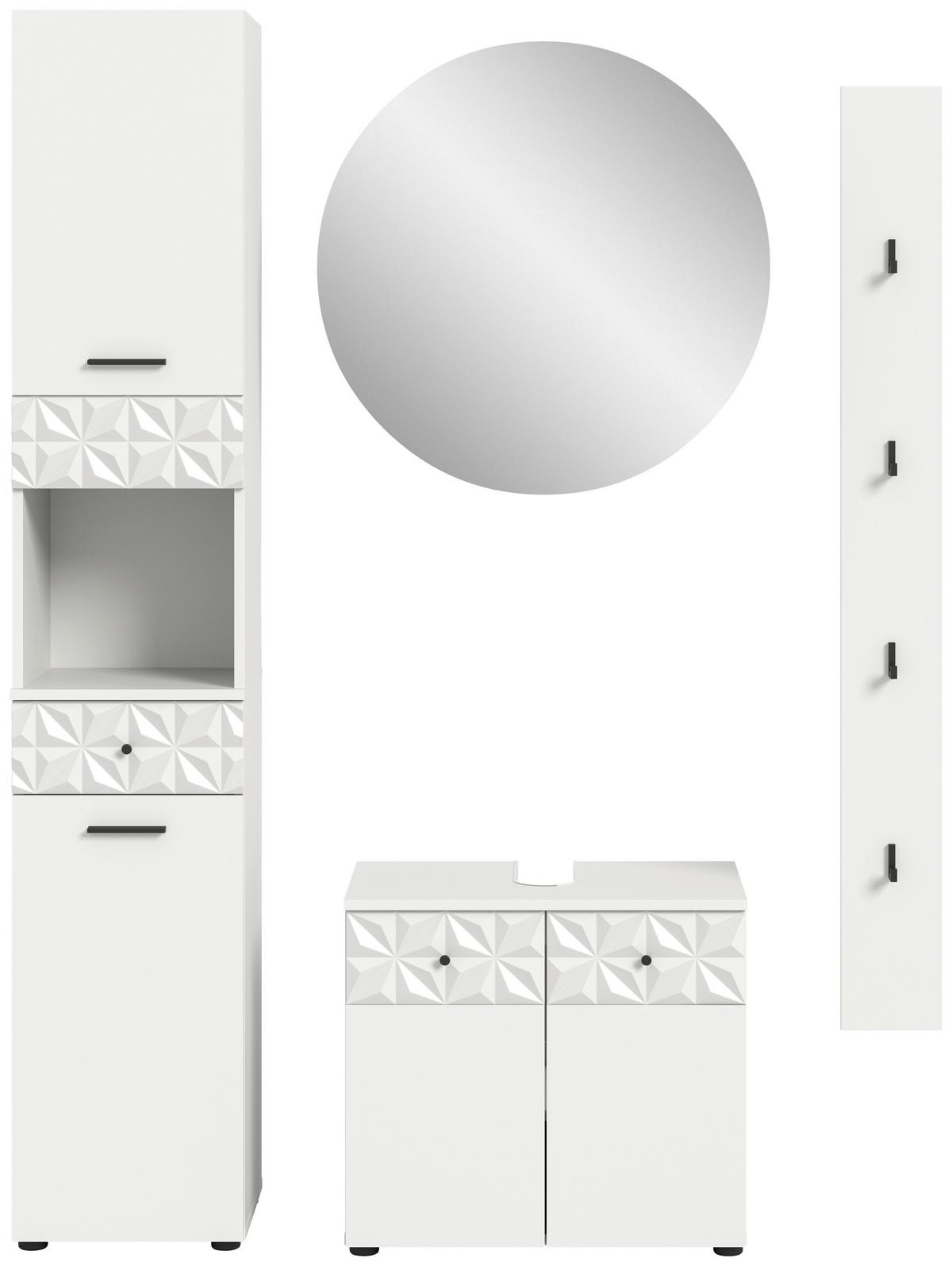 Kopalnica Prisma, Bela, 4-Delna - črna/bela, Moderno, kovina/steklo (111cm) - MID.YOU