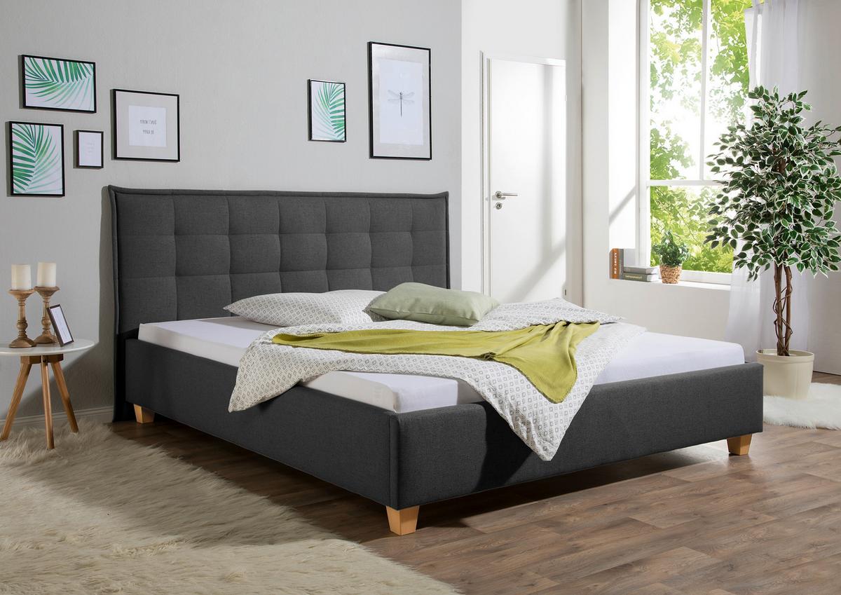 Polsterbett Tracy Anthrazit ca. 200x200 cm - Anthrazit/Naturfarben, MODERN, Holz/Textil (200/200cm) - Livetastic