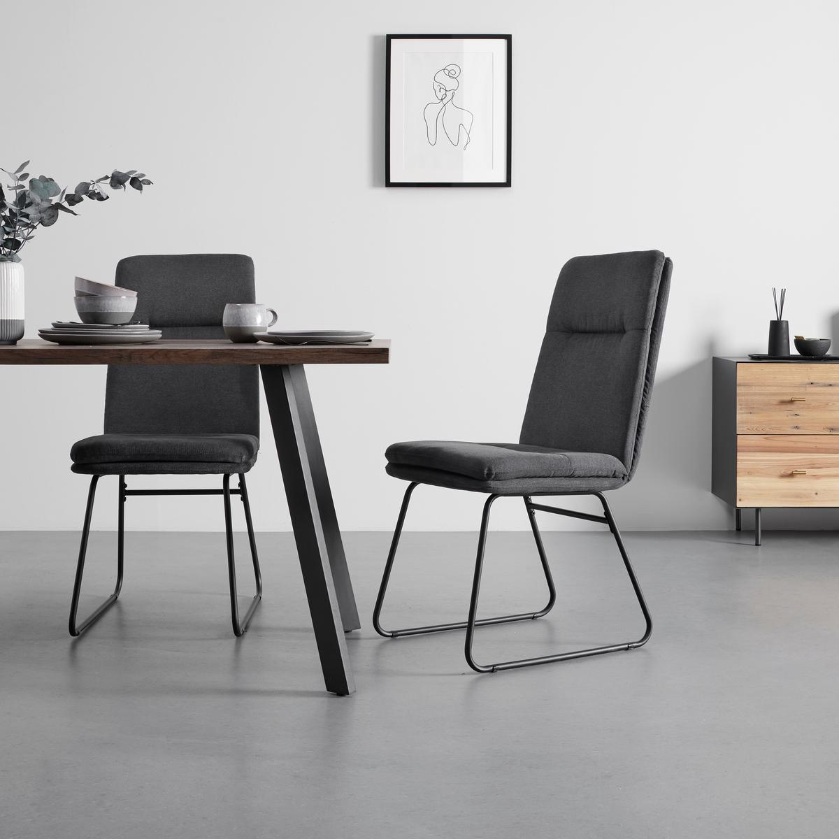 ZESTAW KRZESEŁ LEO - ciemnoszary/czarny, Modern, metal/tkanina (49/99/68cm) - Bessagi Home