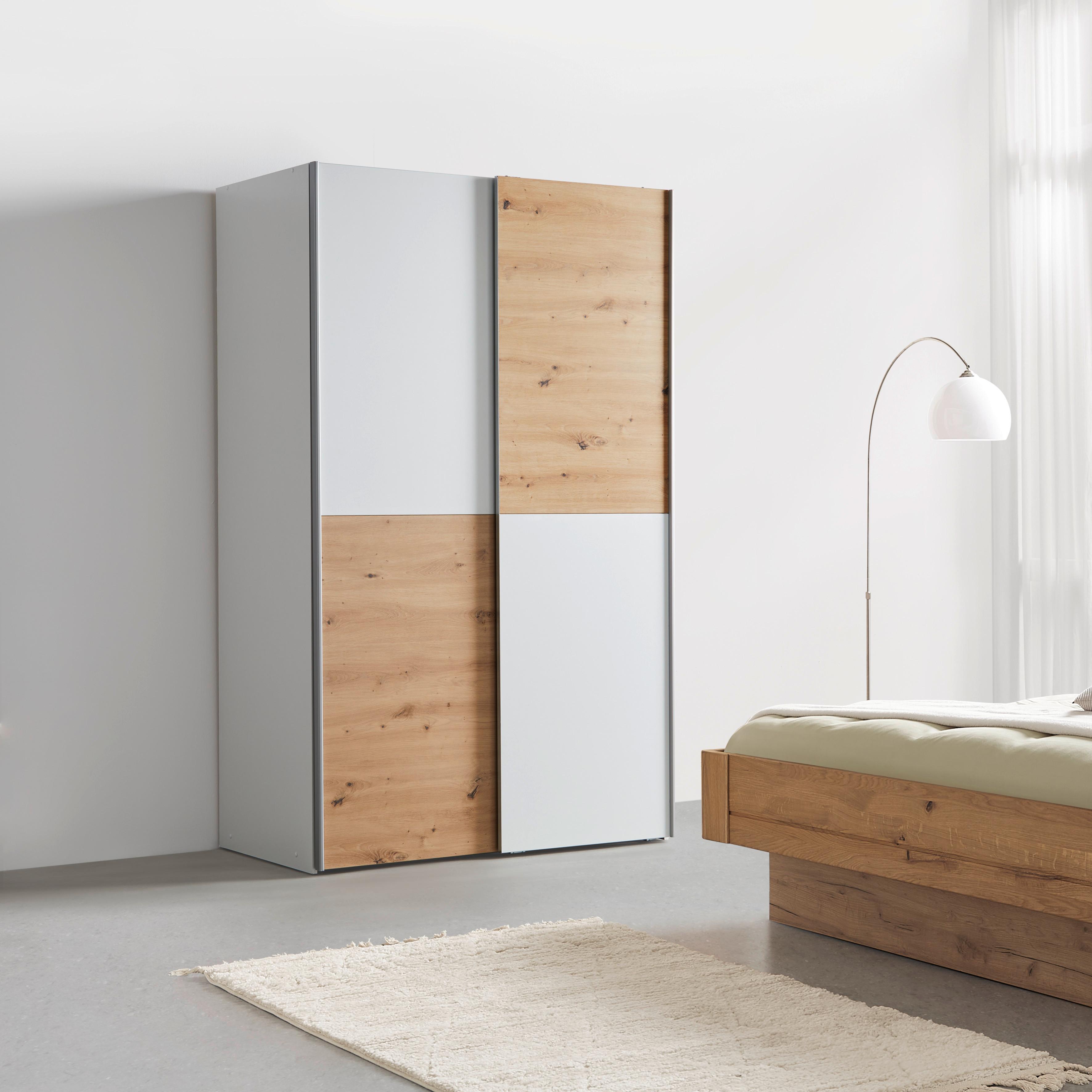 Omara Z Drsnimi Vrati Ohio New, -Based- - bela/barve aluminija, Konvencionalno, kovina/leseni material (120/190,5/61,5cm) - Based