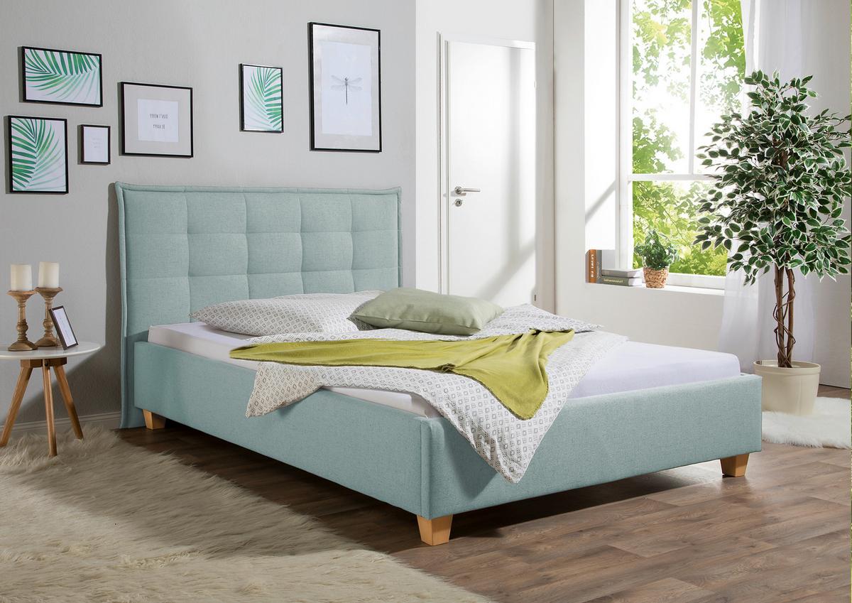 Polsterbett Tracy Petrol ca. 100x200 cm - Petrol/Naturfarben, MODERN, Holz/Textil (100/200cm) - Livetastic