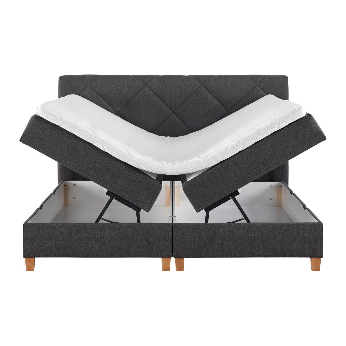 Boxspring Ágy Marcello - sötétszürke/szürke, Modern, faalapú anyag/textil (180/200cm) - Bessagi Home