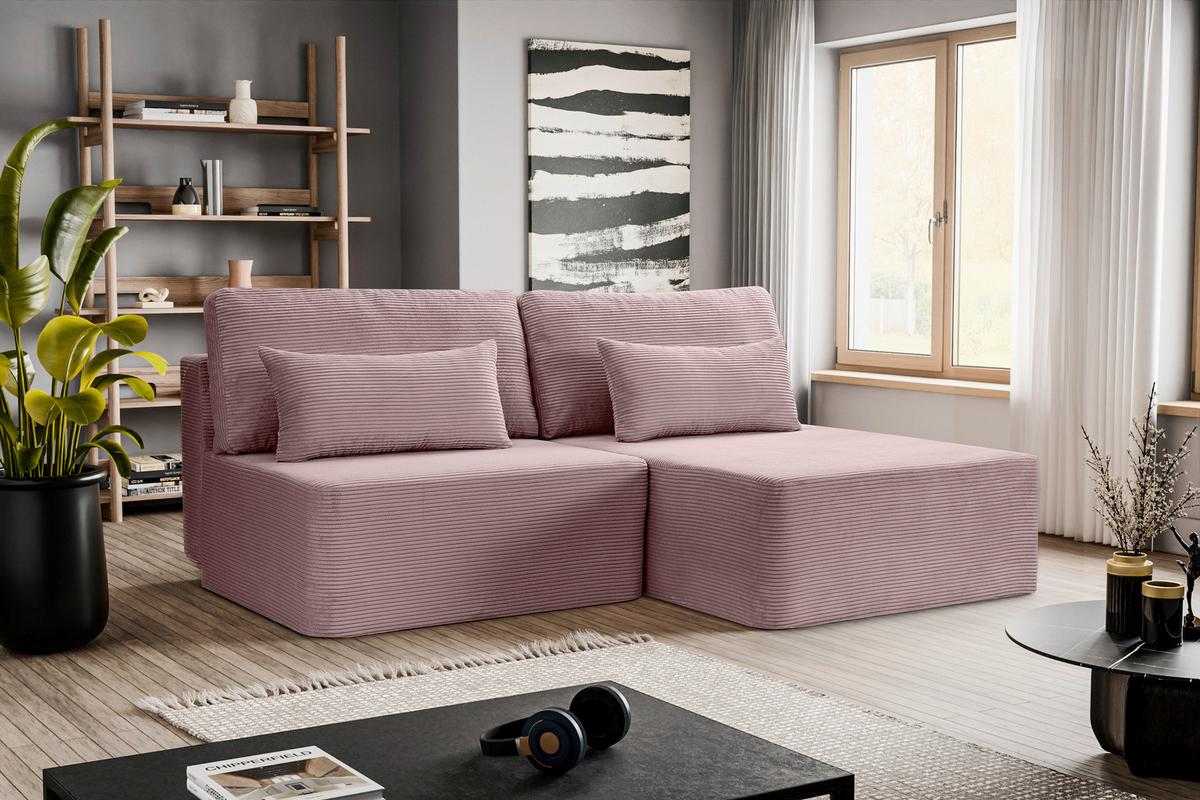 Ecksofa Amsterix Altrosa Schlaffunktion - Altrosa/Schwarz, Basics, Holz/Kunststoff (213/158cm) - MID.YOU