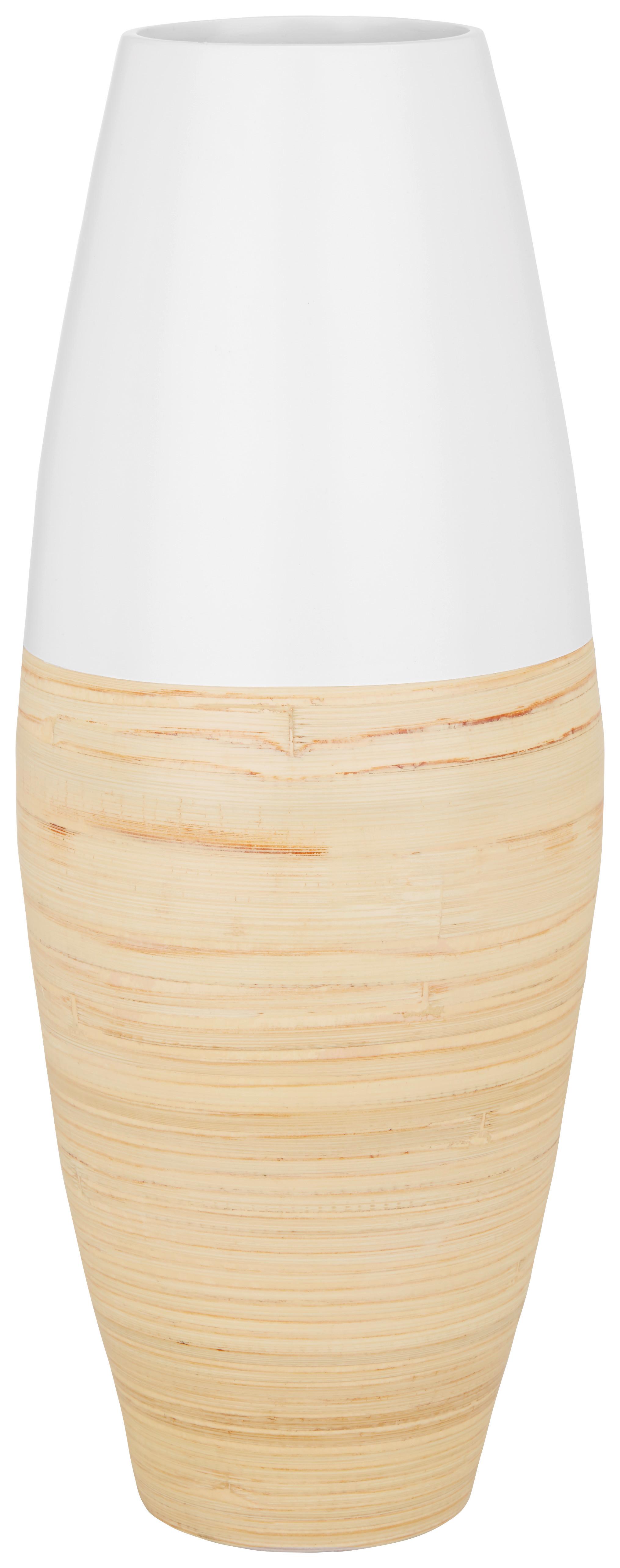 Vase Naturelle Weiß/Natur - Weiss/Naturfarben, Lifestyle, Holz (19/50cm) - Zandiara