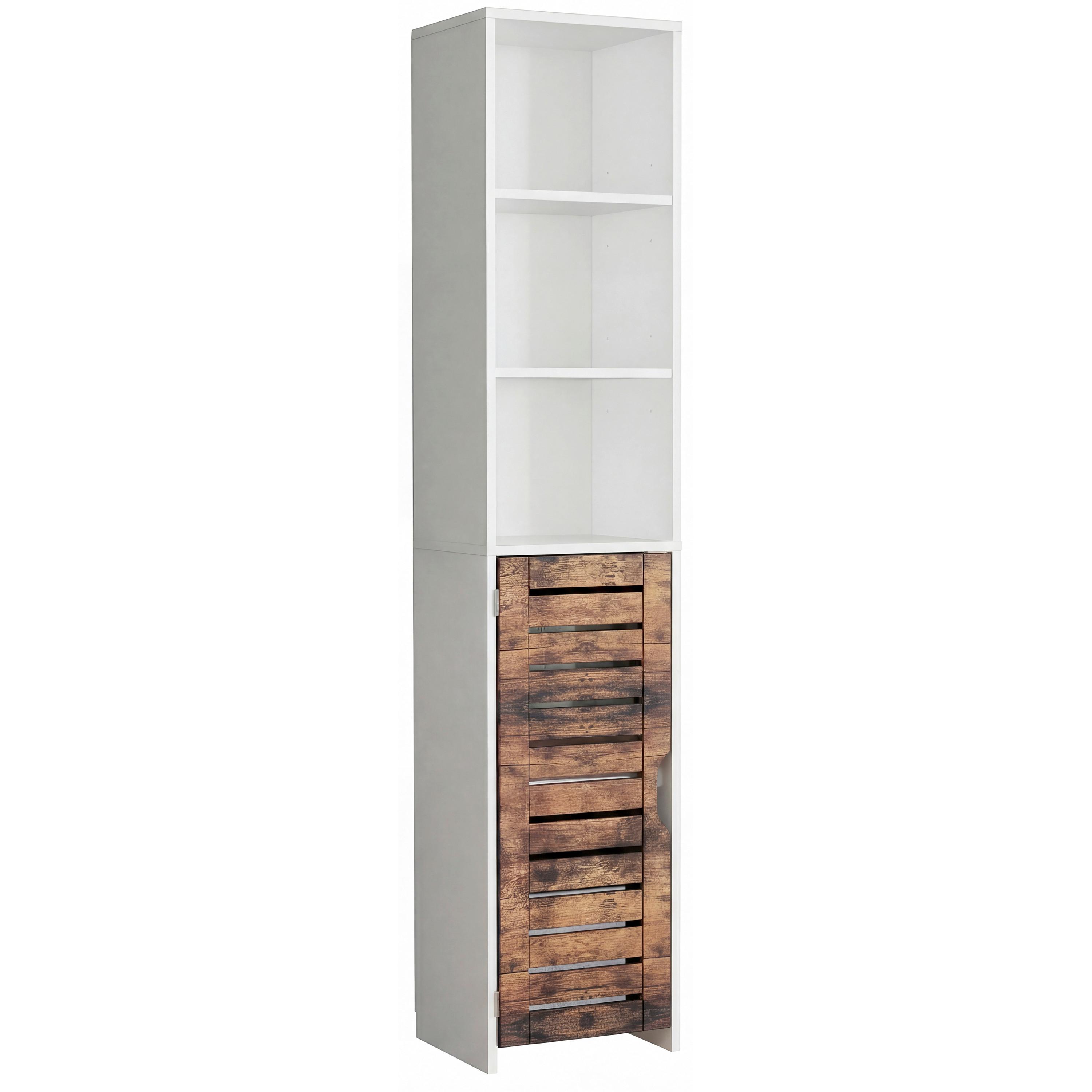Hochschrank Flonali Weiß/Eichefarben - Eichefarben/Weiß, Trend, Holzwerkstoff (34/164/28cm) - MID.YOU