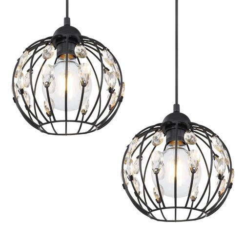 Hängeleuchte Kris max. 60 Watt - Schwarz, Basics, Glas/Metall (80/20/120cm) - Globo
