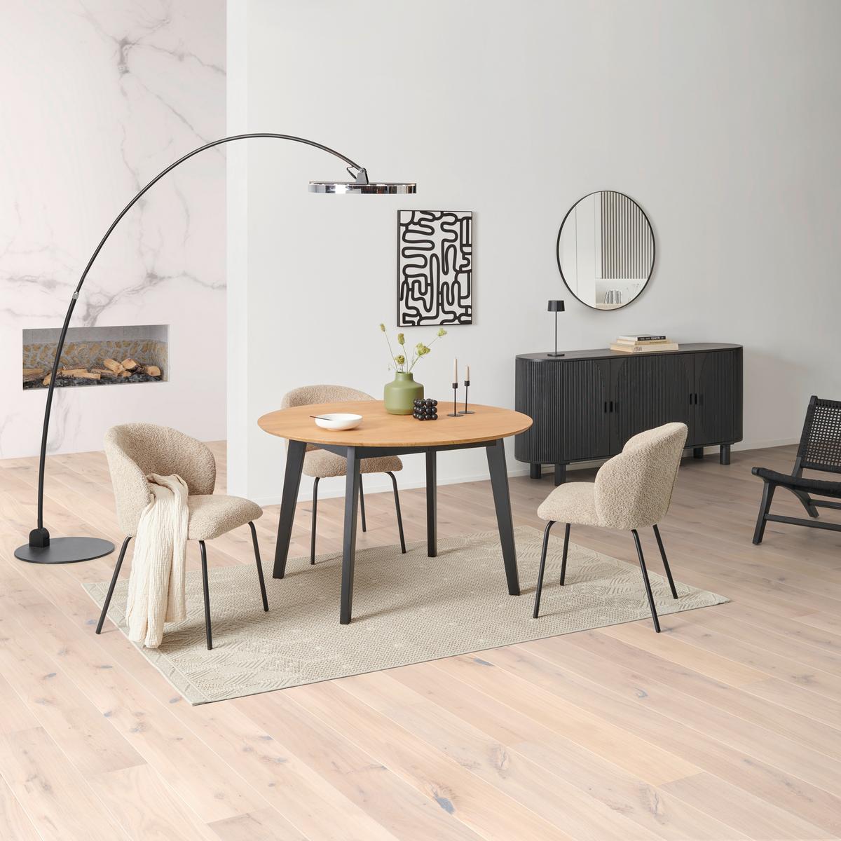 STÓŁ DO JADALNI PABLO AZ - kolor dębowy/czarny, Konventionell, materiał drewnopochodny/drewno (120-200/120/74cm) - MID.YOU